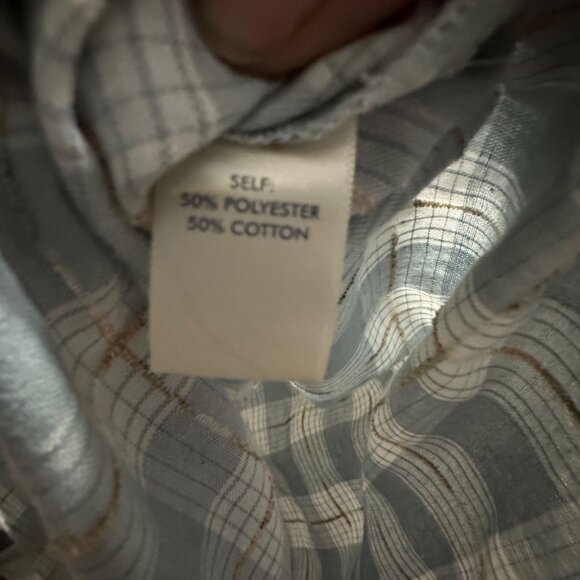 BKE size L eased women’s blue plaid pockets button front long sleeve shirt - Picture 6 of 7